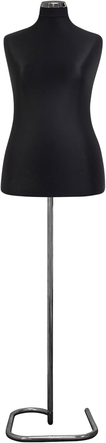 Female Tailors Dummy Black Size 10/12 Dressmakers Fashion Students Mannequin Display Bust With A Chrome Metal Snail Base