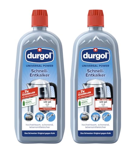 durgol Universal Schnell-Entkalker für Küchengeräte (2x750ml) - Entkalker für Wasserkocher, Wasserhahn, Töpfe, Spülkasten, Waschmaschinen, Dampfgarer etc. - Anti Kalklöser flüssig - Flüssigentkalker