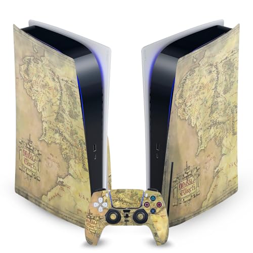 Peau Autocollante Vinyle PS5 Disc Map of The Middle Earth pour Salon Geek Chic Design