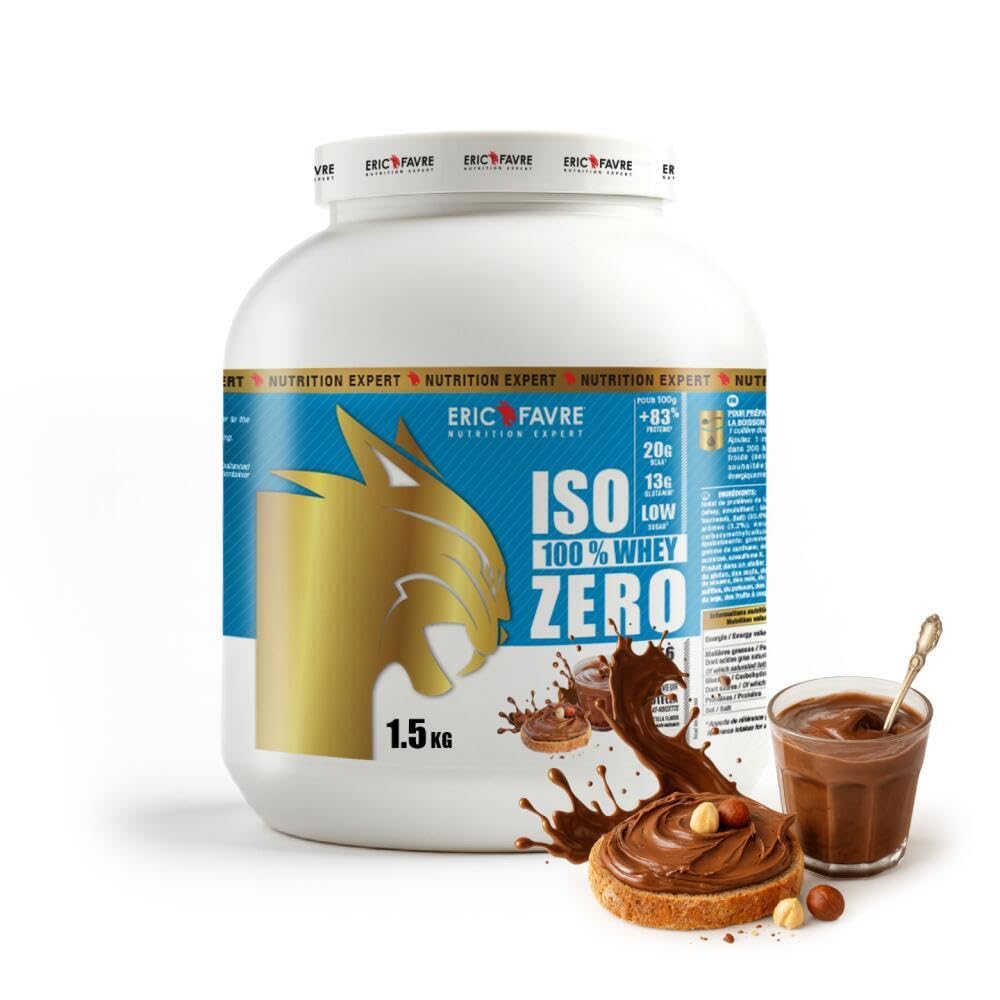 ISO WHEY ZERO 100% Pure Protein - Pure Whey Protein Isolate es sabroso y sirve para ganar masa muscular - Rápidamente asimilable - 1,5 kg - Laboratorio Francés Eric Favre (Chocotella)