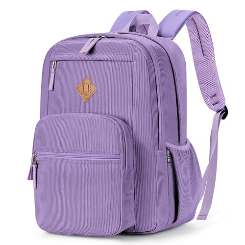 Image of ZORFIN 26L Backpack for College, and Travel: Corduroy Bookbag - Deep Purple