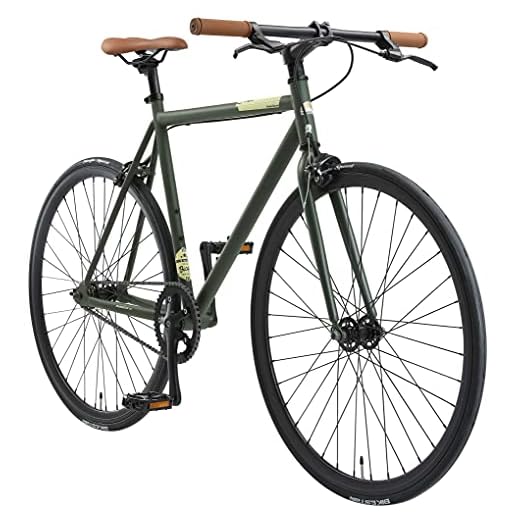 BIKESTAR Bicicleta de Paseo, Single Speed 700C Ruedas 28" | Bici de Carretera Cuadro 53 cm Retro Vintage Bici de Ciudad para Hombres y Mujeres | Verde