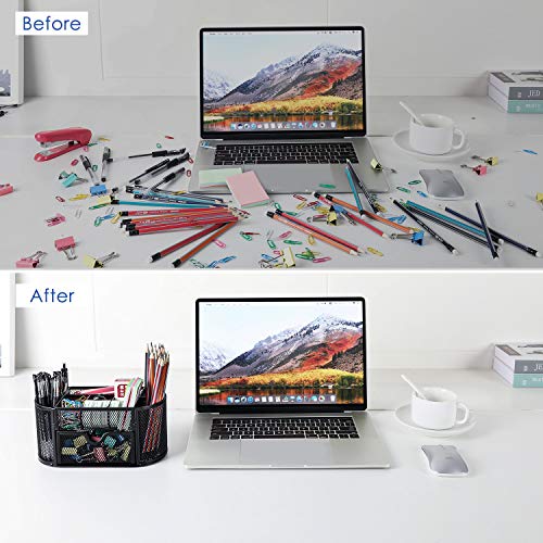 Desk Organizer Mesh Desktop Office Supplies Multi-Functional Caddy Pen Holder Stationery With 8 Compartments And 1 Drawer For Office, Home, School, Classroom By Pipishell #TOP4