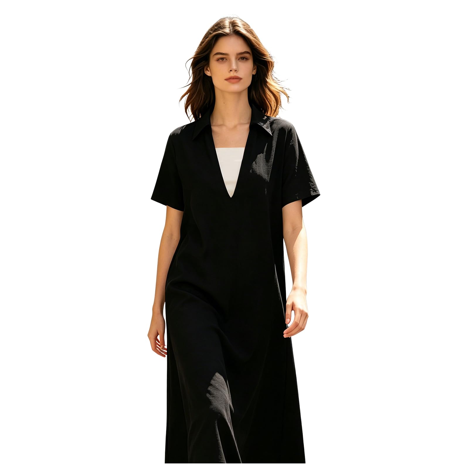 Vestido De Verano para Mujer De Lino Casual Ligero Sin Arrugas Vestido Verano para Mujer Lino Casual Transpirable Maxi Playero Transpirable Fresco Vacaciones Marítimas Citas Informales
