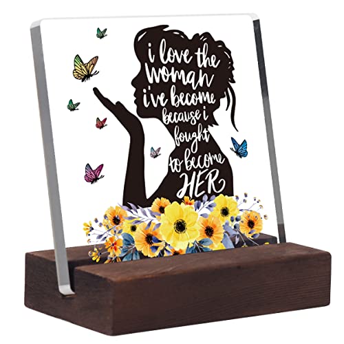 Encouragement Signs For Women Inspirational Gifts For Best Friend -Clear Acrylic Desk Decorative Sign With Stand For Home Office #TOP26