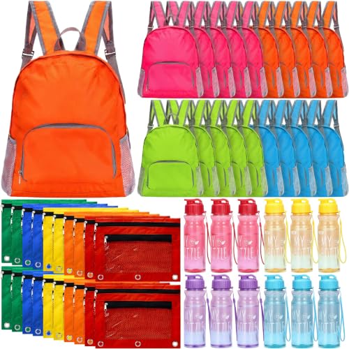 Bulyoou 60 Pcs Backpacks Bulk, Lettered Bottle, Green&blue&orange&fuchsia by Bulyoou - Used condition - US$94.99