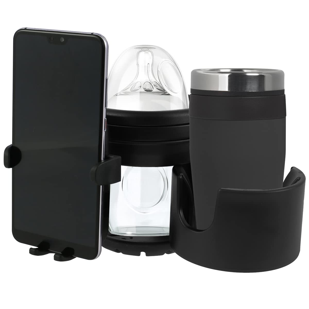 3 in 1 Pram Cup Holder Universal Drink Coffee Cup Holder with Phone Holder for Stroller, Pushchair, Buggy, Bike, Wheelchair, Walker