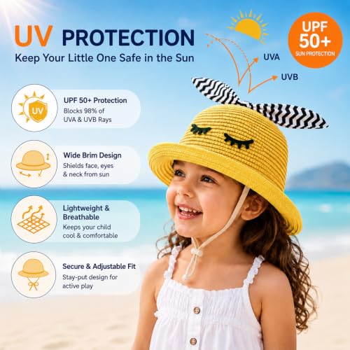 Image of VRITRAZ Baby Boy's and Girl's Kids Children Cute Printed Cartoon Gift Summer Fancy Dress Straw Fasion Hat Cap 1