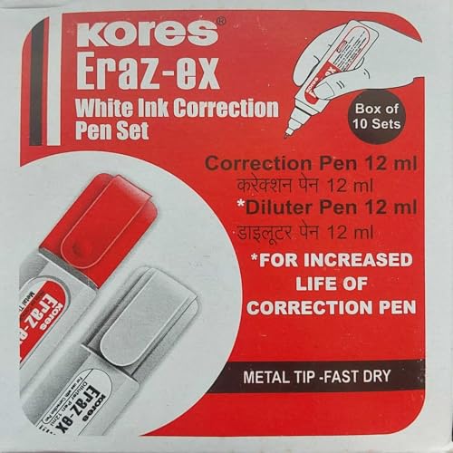 Kores Eraz-ex White Ink Correction Pen 12ml, Set of 20 Pack of 20 - Image 5