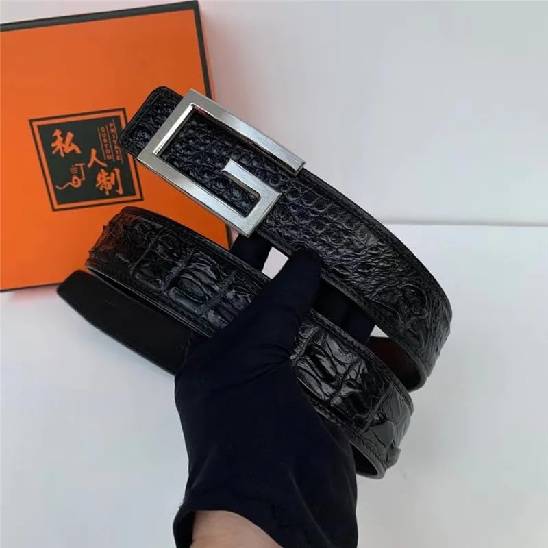 Authentic Exotic Crocodile Skin Steel Pin Buckle Men's Waist Strap Genuine Real True Alligator Leather Male Black Belts3