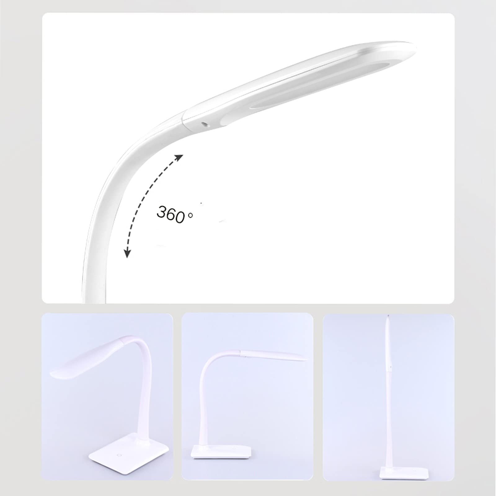 Lampa biurkowa Wtykowa lampa biurkowa LED Bezstopniowe ściemnianie Sterowanie dotykowe Lampa chroniąca oczy Elastyczna 360° Lampa stołowa typu "gęsia szyja" z funkcją nocnego oświetlenia