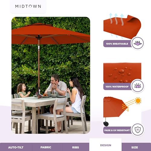 Image of Midtown Umbrellas Wooden 2-8 Ft Patio Umbrella, Apple Canopy