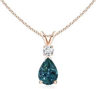 Angara Natural Teal Montana Sapphire Teardrop Pendant with Diamond in Silver / 14K Solid Gold/Platinum | Birthday, Engagement, Anniversary, Wedding Jewelry Gift for Women