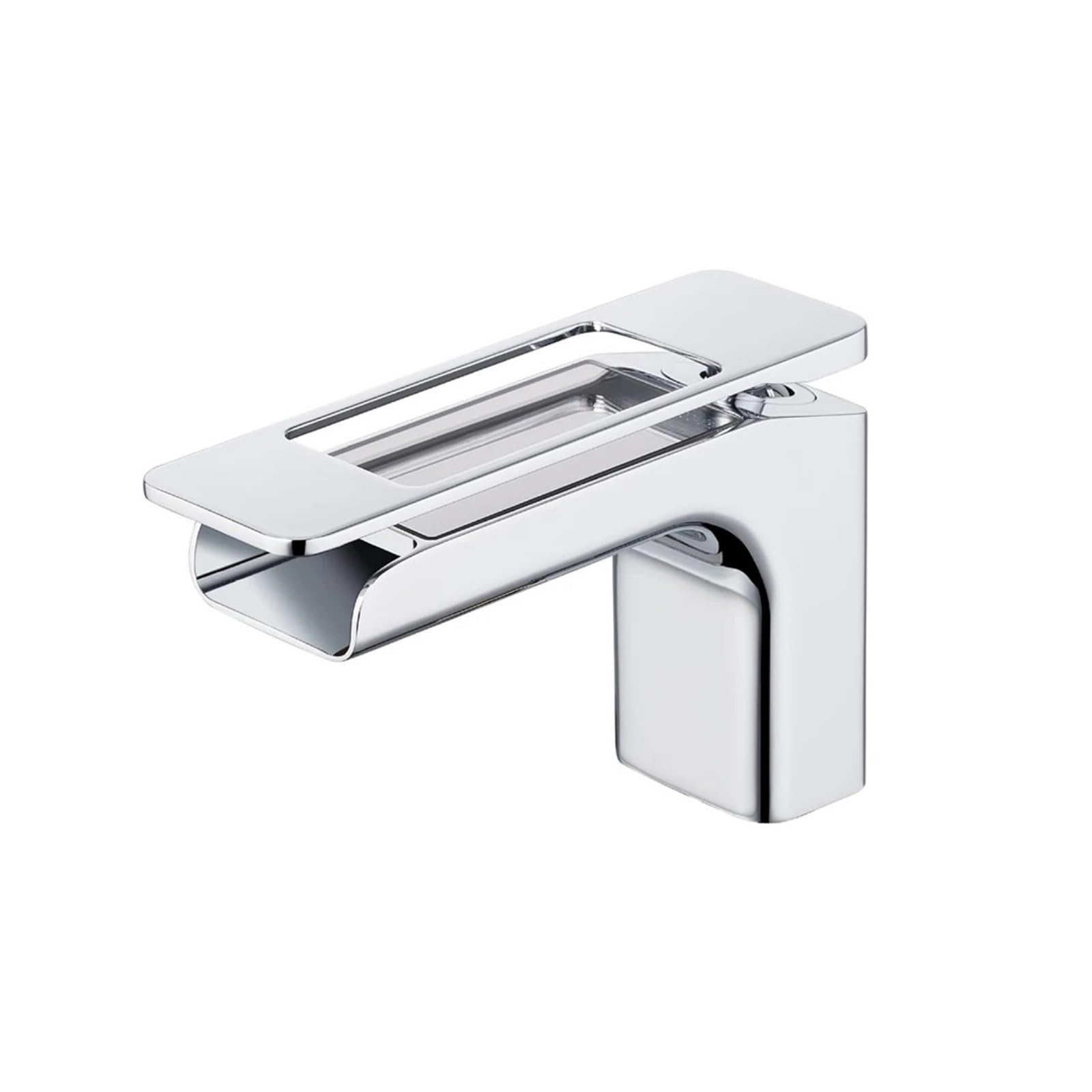LED Waterfall Basin Faucet with Digital Display, 3-Color Temp Light Tap,Safe and Reliable(Chrome)