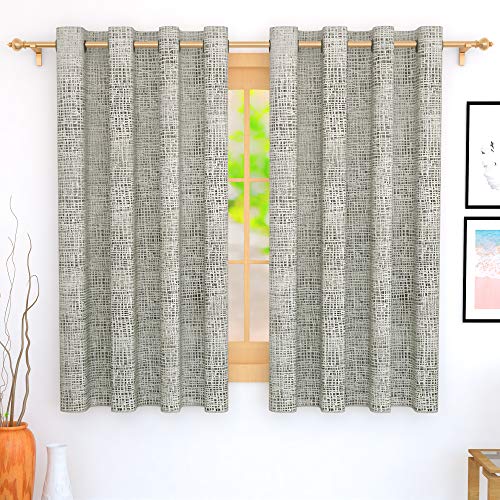 Image of Story@Home Bloom Collection Room Darkening Window Curtains 5 feet Long Set of 2 for Living Room, Bedroom, Kids Room - Light Grey
