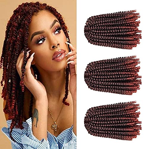 Lamoude 3 Packs Ombre Spring Twist Haar Haarverlängerung Kanekalon Synthetic Braids Crochet Hair Extensions 8 Zoll (20cm), T1B/BUG Cover