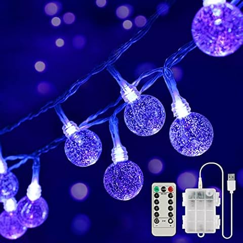 OMIKA 15FT 30 LED Black Light Battery Operated, UV Black Christmas Lights String, Twinkle Fairy Lights with Remote, Blacklight for Halloween Bedroom Glow Party Body Paint Fluorescent Tapestry Decor Cover