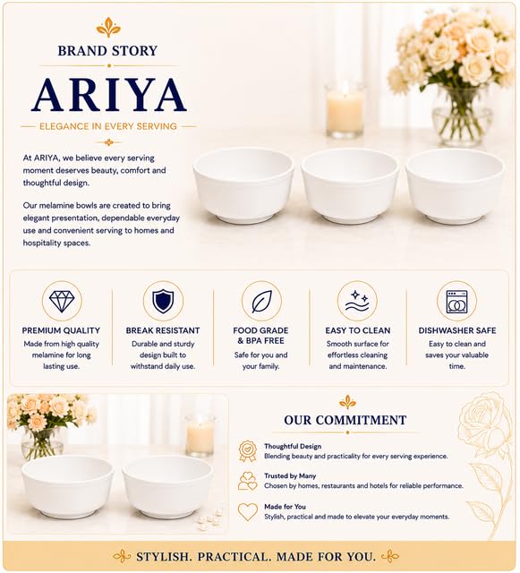 Image of Ariya 4.5 Inch Melamine French Bowls Pure Ivory Collection Set of 24