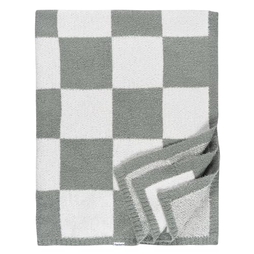 Image of Gerber Unisex Baby Cozy Soft Silky Mink Checkerboard Grid Blanket, Green Check, One Size