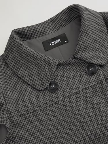 CIDER Houndstooth Button Down Shirt Women Collared Short Sleeve Blouse Peter Pan Collar Oversized Fit Regular Length3