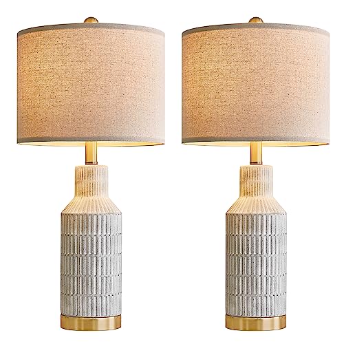 USumkky 25" Table Lamps Set - Modern Ceramic Nightstand Decor - Image 8