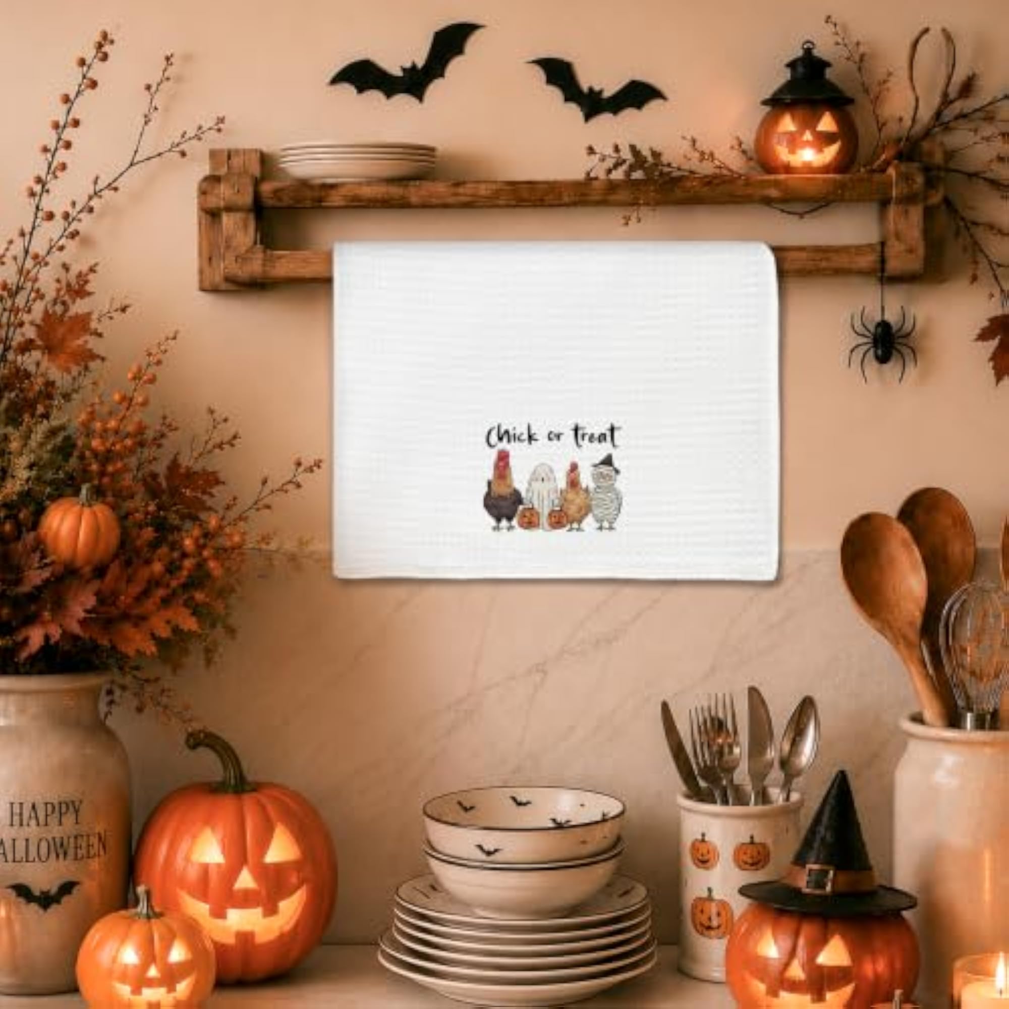 Halloween Chick or Treat Kitchen Towels, Funny Decor