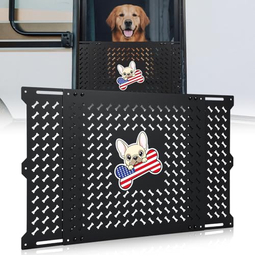 Gisafai 20 Adjustable RV Screen Door Protector for Dogs Aluminum RV Screen Door Guard Grille Fits 22-31.5 Wide Camper Entry Doors Pet Scratch Shield Barrier with Dog Head and Bone Design