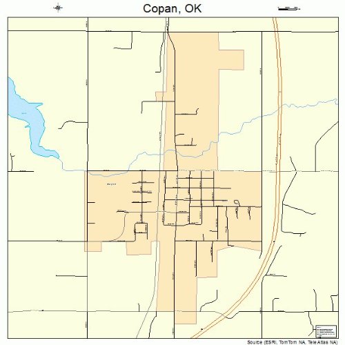 Large Street & Road Map of Copan, Oklahoma OK Printed poster size wall atlas of your home town