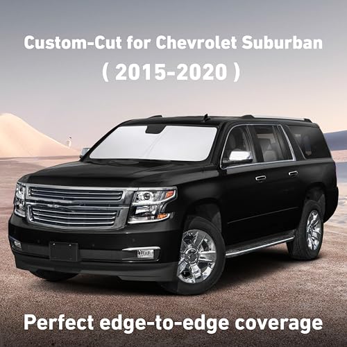 Image of EcoNour Windshield Sunshade Compatible for Chevrolet Chevy Suburban /Tahoe, GMC Yukon XL, Yukon Denali XL 2015-2018 2019 2020, Sun Visor for Front Window Sun Shade Cover, UV Protector, Car Accessories