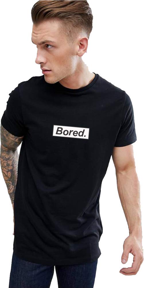Hustle Bustle Bored T-Shirt or Men Printed Graphic Slogan t-Shirt or Men and Boys Half Sleeve