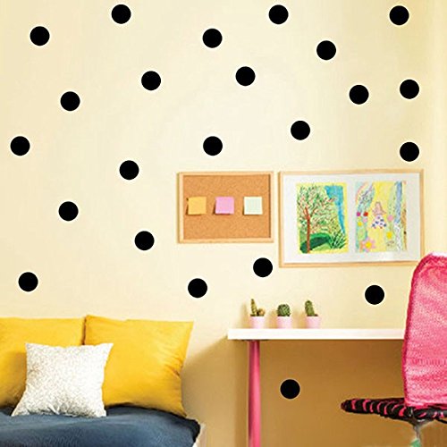 80Pieces/ Set 4.8Cm Polka Dot Wall Sticker -Easy Peal & Stick- Environmental Removable Kids Nursery Room Decor Decal Sticker (Black 1.9“X1.9”/Pcs）) #TOP2
