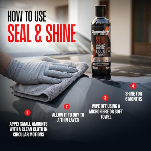 Image of Diamondbrite Seal & Shine Ceramic + Carnauba Wax Car Polish & Paint Sealant | Restores Deep Gloss & Shine | 6 Month Hydrophobic Protection | UV Protection | Safe for Paint, Chrome & Headlights 250ML