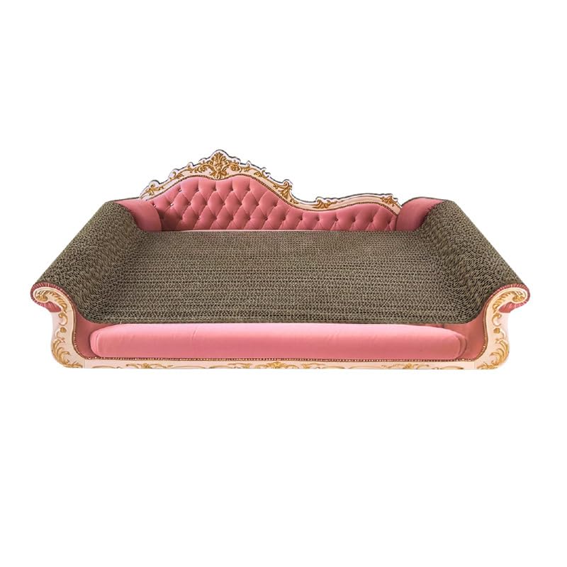 Tiragraffi per gatti a forma di divano, grande letto tiragraffi 2 in 1, colore rosa, per gatti da appartamento, 50,5 x 23,5 x 17,5 cm