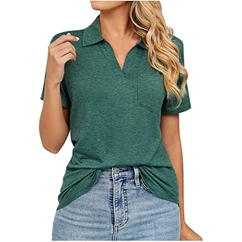 Women's Casual Summer Polo Shirts with Pocket Cover