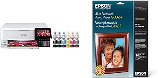 Epson EcoTank Photo ET-8500 Wireless Color All-in-One Supertank Printer with Scanner, Copier, Ethernet and 4.3-inch Color Touchscreen & Epson S041946 Ultra Premium Glossy Photo Paper, 8 X 10