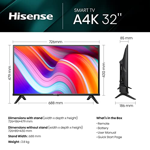 Hisense 32 Inch HD VIDAA Smart TV 32A4KTUK - Natural Enhancer, HDMI, Share to TV, and Youtube, Freeview Play, Netflix and Disney+ (2023 New Model), Operating System VIDAA - Image 3