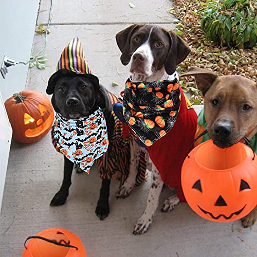 Vipith Double Sided Halloween Dog Bandana, Elastic Washable Triangle Pumpkin Bats Spider Web Dog Scarf Bib For Small Medium Large Dogs Cats Pets #TOP7