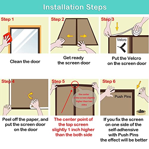 Magnetic Screen Door - Fit For Door Size:36 X 82 Inch, Screen Itself Size:38"X83", Hands Free Mesh Partition,Heavy Duty Screen Door Mesh Curtain Keeps Bugs Out, Frame Hook & Loop, Pet And Kid Friendly #TOP2