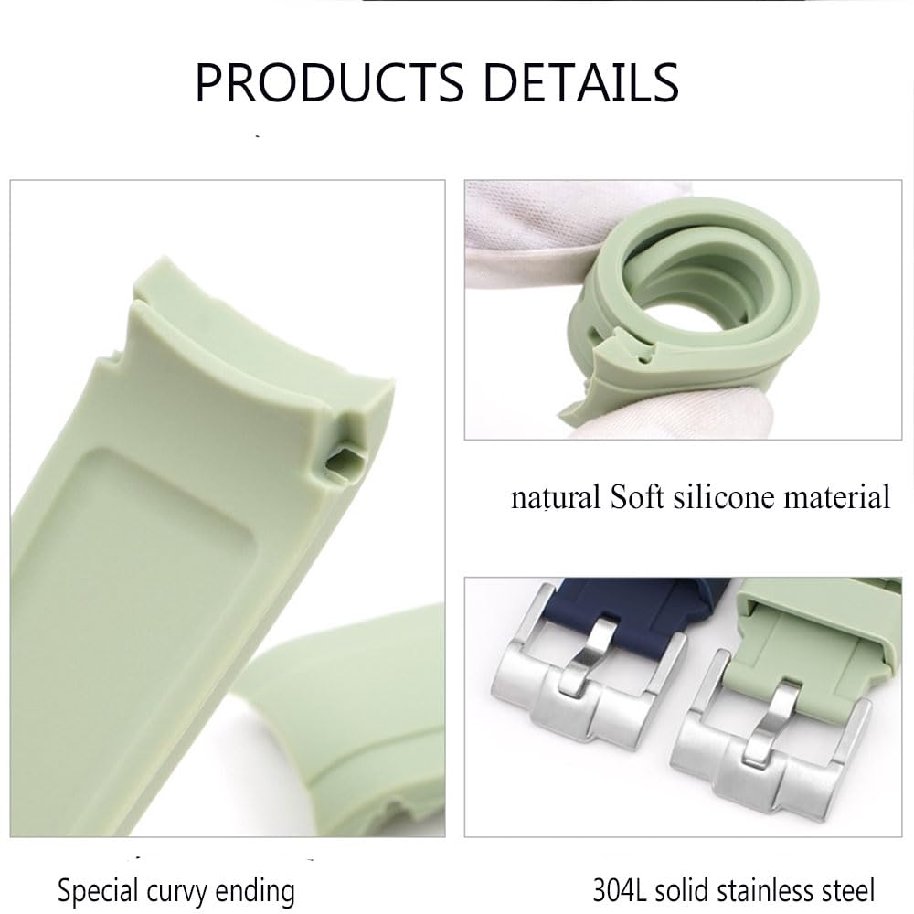 Yhmoo WatchBands 20mm Curved Silicone Rubber Strap Compatible with Omega X Swatch Moonswatch Speedmaster (grey)