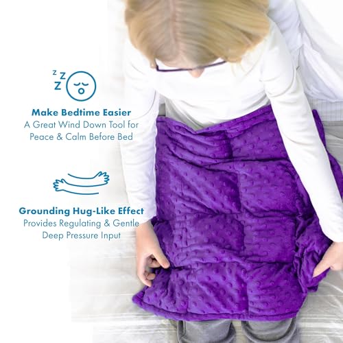 Harkla Weighted Lap Pad for Kids- Everyday Sensory Companion - 5lb Sensory Weighted Lap Pad with Minky Dotted Fabric and Hypoallergenic Glass Beads (Lavender)