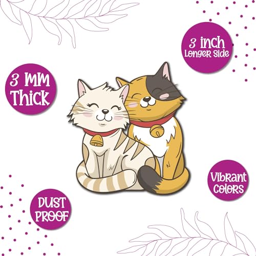 Image of Bhai Please Cat Couple Theme Wooden Fridge Magnet - Couple Gift
