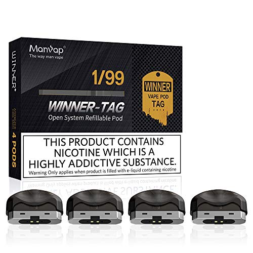 Manvap Winner Tag E Cig Vape Atomizer 4 Pcs Original E Cigarette Vape Starter Kits Vapor Atomizer Coil Head, Electric Cigarette Clearomiser Vaporiser Eshisha (No Nicotine)