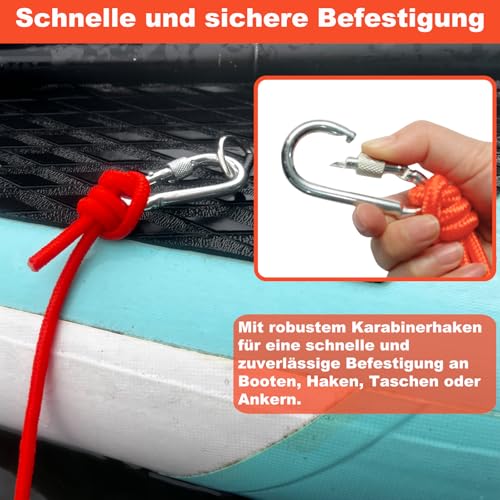 BeGrit 6mm Bootsseil 10m Polypropylen Seil Boot Fenderleine Orange Ankerleine Kajak Festmacher Tauwerk für Bootsport Camping Fischen Wandern