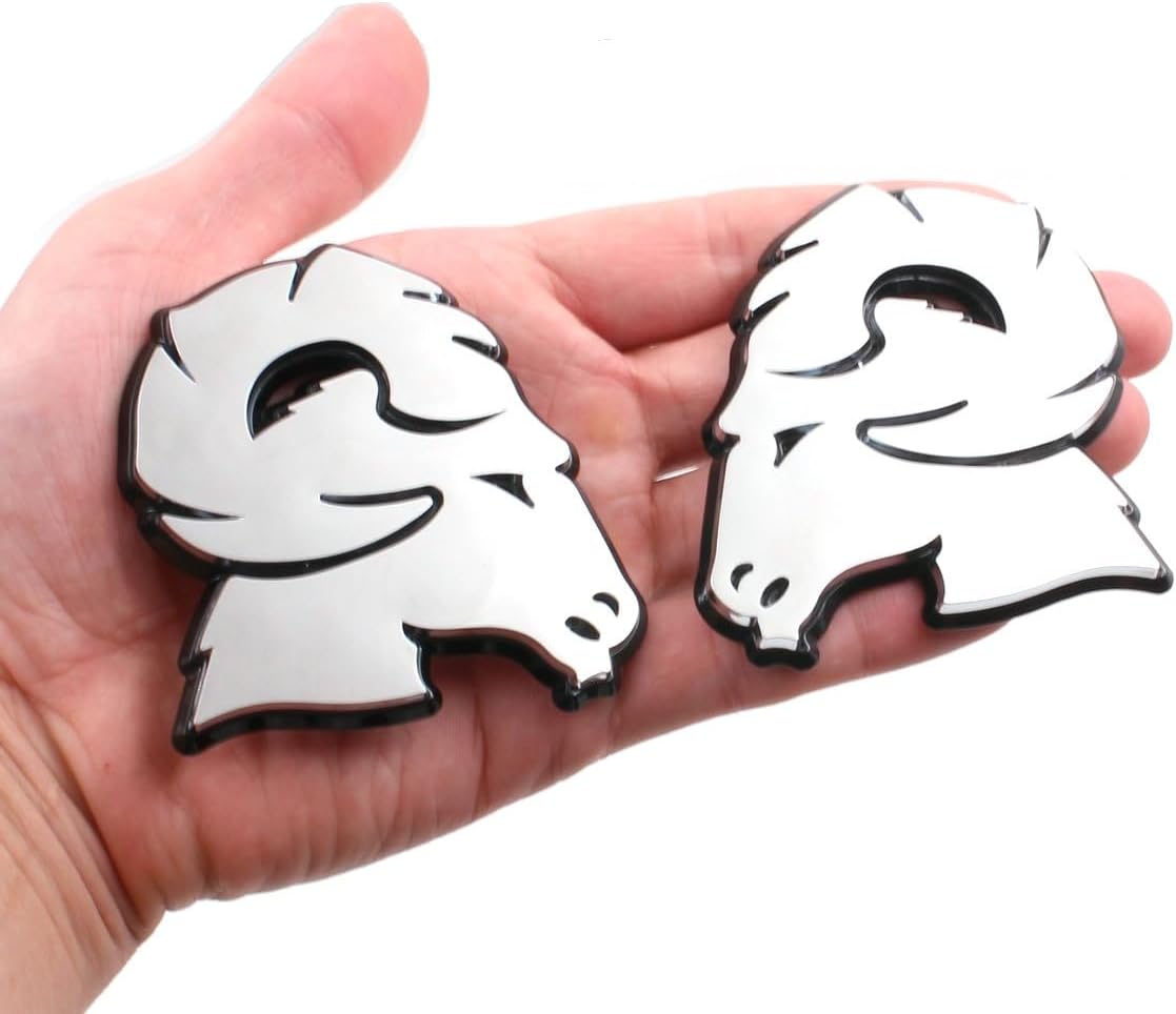 2pc New Custom Hellcat Style Head Emblems Right Left Badge Replacement for Ram 1500 2500 3500 Badge (Black)