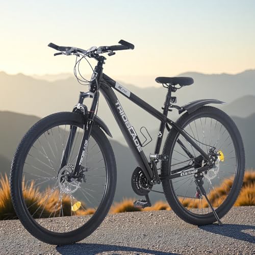 BSTSEL 24/26/27.5/29 Inch Mountain Bike with Front Suspension Fork Mountain Bicycle 21 Speeds with Dual Disc-Brake Suitable for Over 18 Years (26 Inch Black)