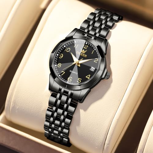 Image of OLEVS Womens Watch Classic Dress Number Female Watches for Ladies Analog Quartz Stainless Steel Waterproof Luminous Day Date Two Tone Easy to Read Wristwatch