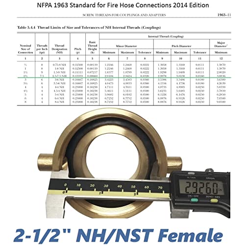 Happy Tree 2-1/2" Nh/Nst Female X 2" Npt Male Brass Male Swivel Adapter Fire Hose Hydrant Adapter With Pin Lug Brass Fire Equipment #TOP2