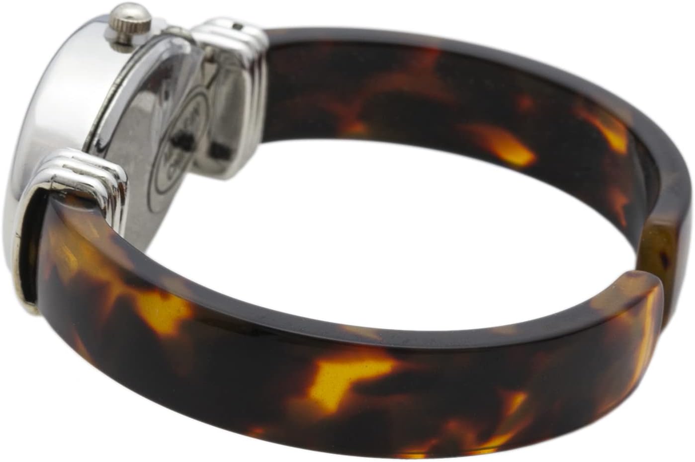 Blekon Collections Women's Quartz 31mm Oval Case Multicolor Acrylic Cuff Bangle Watch (Tortoise)