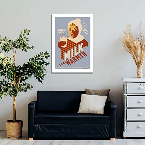 Affiche encadrée publicitaire Milk for warmth semi-brillante