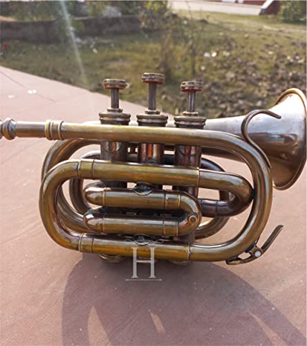Professional Vintage Brass Trumpet Bb Pocket Trumpet 3 Valve Mouthpiece Gift For Student And Teachers #TOP1